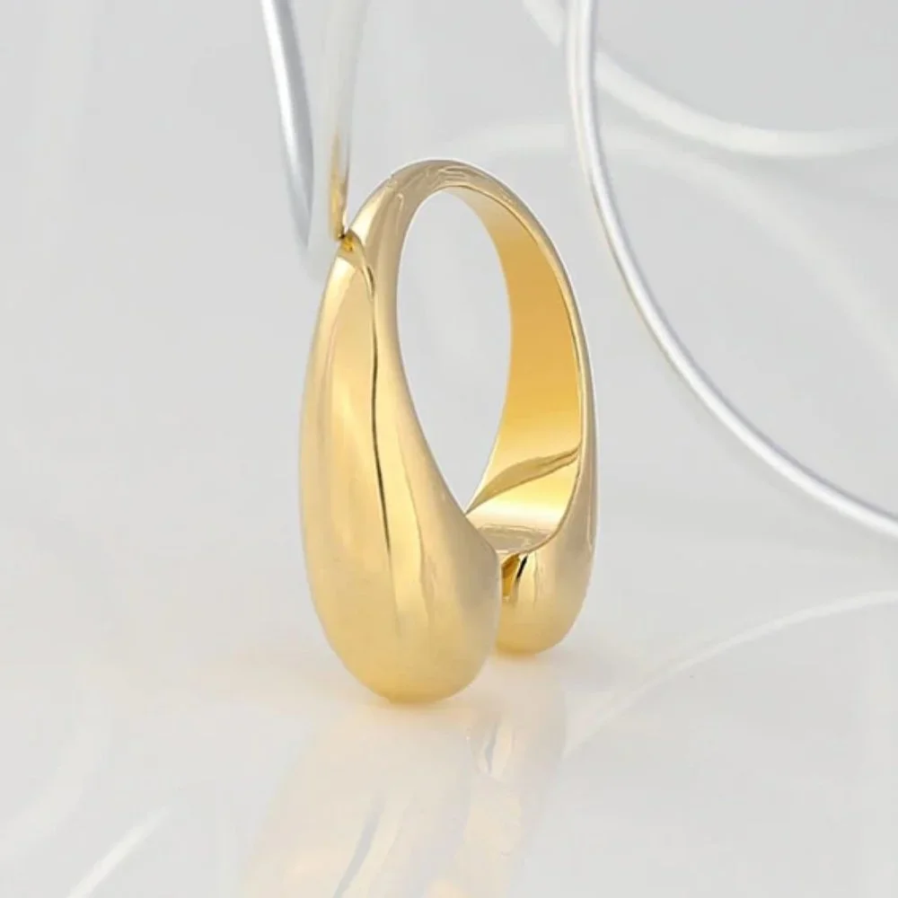 NEW 18K Gold Plated Waterdrop Open Adjustable Ring